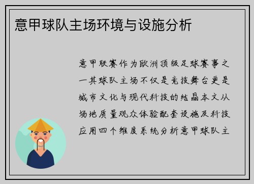 意甲球队主场环境与设施分析