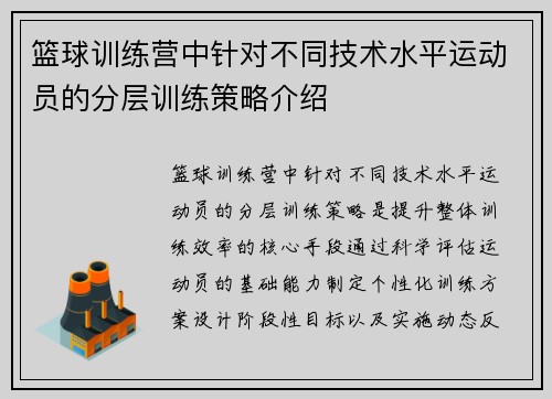 篮球训练营中针对不同技术水平运动员的分层训练策略介绍